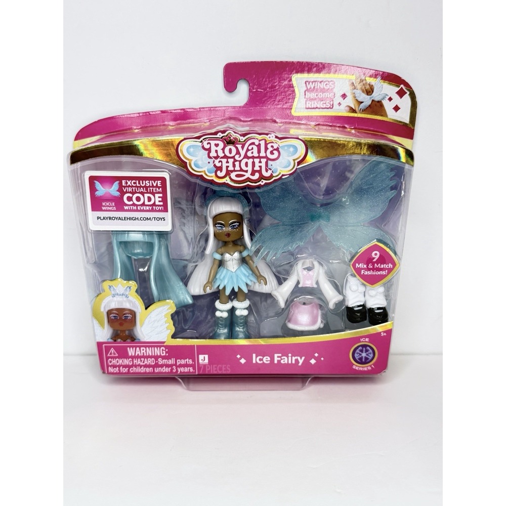 Royale High Ice Fairy Doll Figure with Exclusive Virtual Code Series 1 Wings NEW